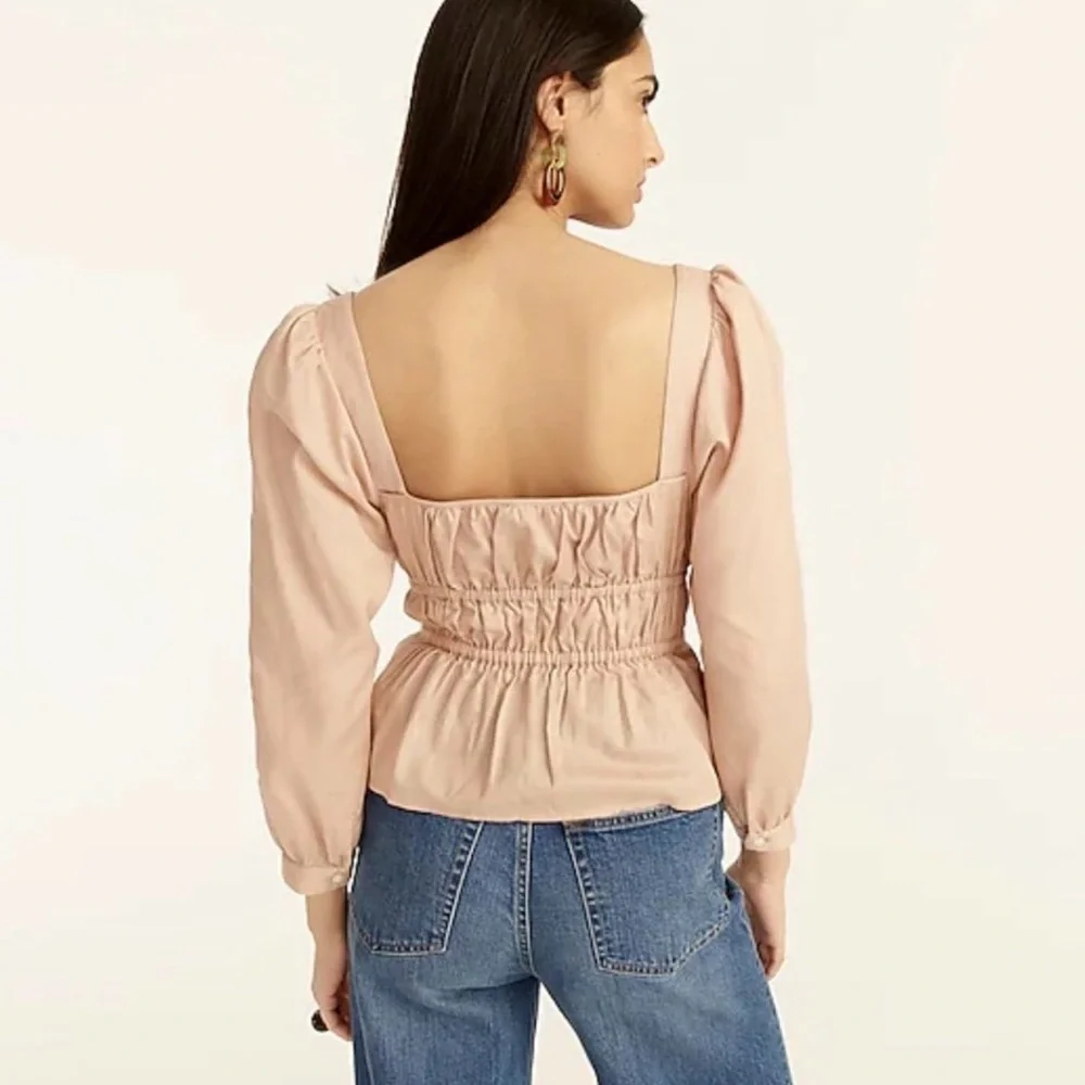 j.Crew NWT Cinched-waist top in herringbone cotton‎ Size 10
